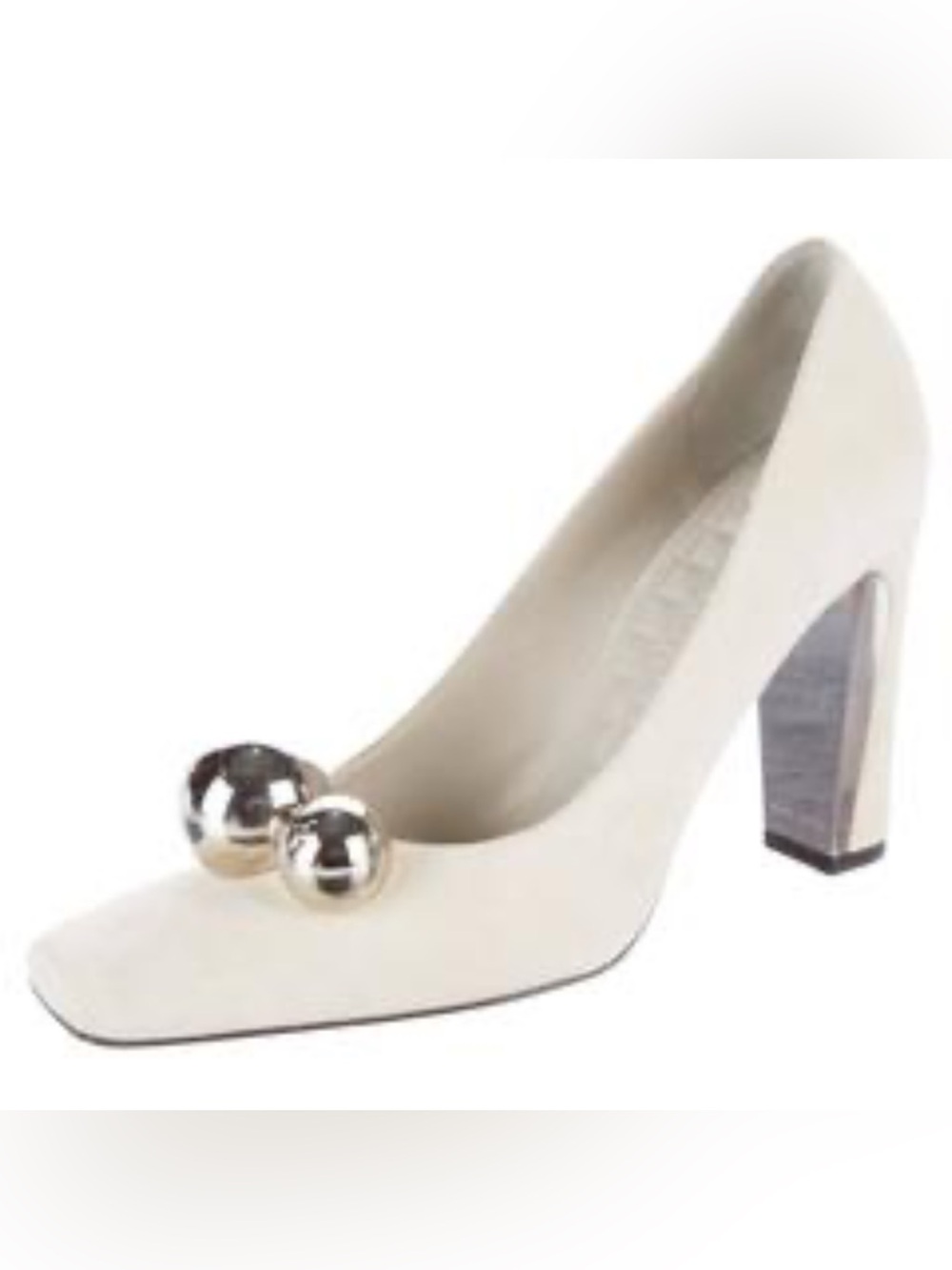 Louis Vuitton Ivory Suede Silver-Ball Pumps size 40 made in Italy